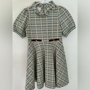 Janie and Jack Green and Black Houndstooth Dress